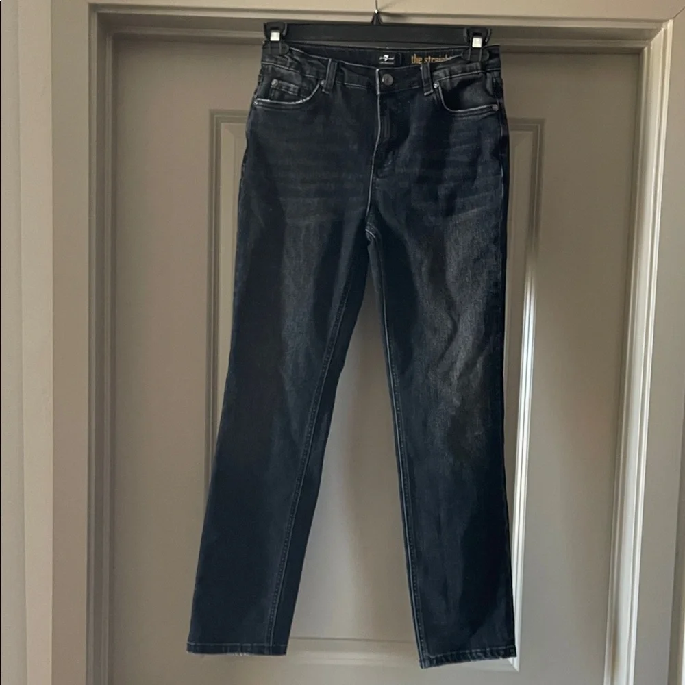 7 For All Mankind Black Straight Jeans - Picture 1 of 5